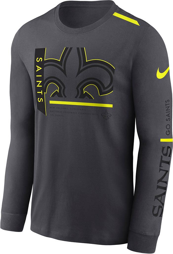Nike Men's New Orleans Saints 2023 Volt Dri-FIT Anthracite Long Sleeve T- Shirt