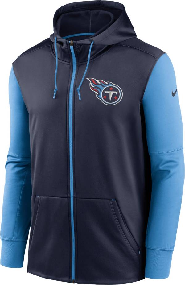 Nike Men's Tennessee Titans Therma-FIT Color Block Navy Full-Zip Hoodie product image