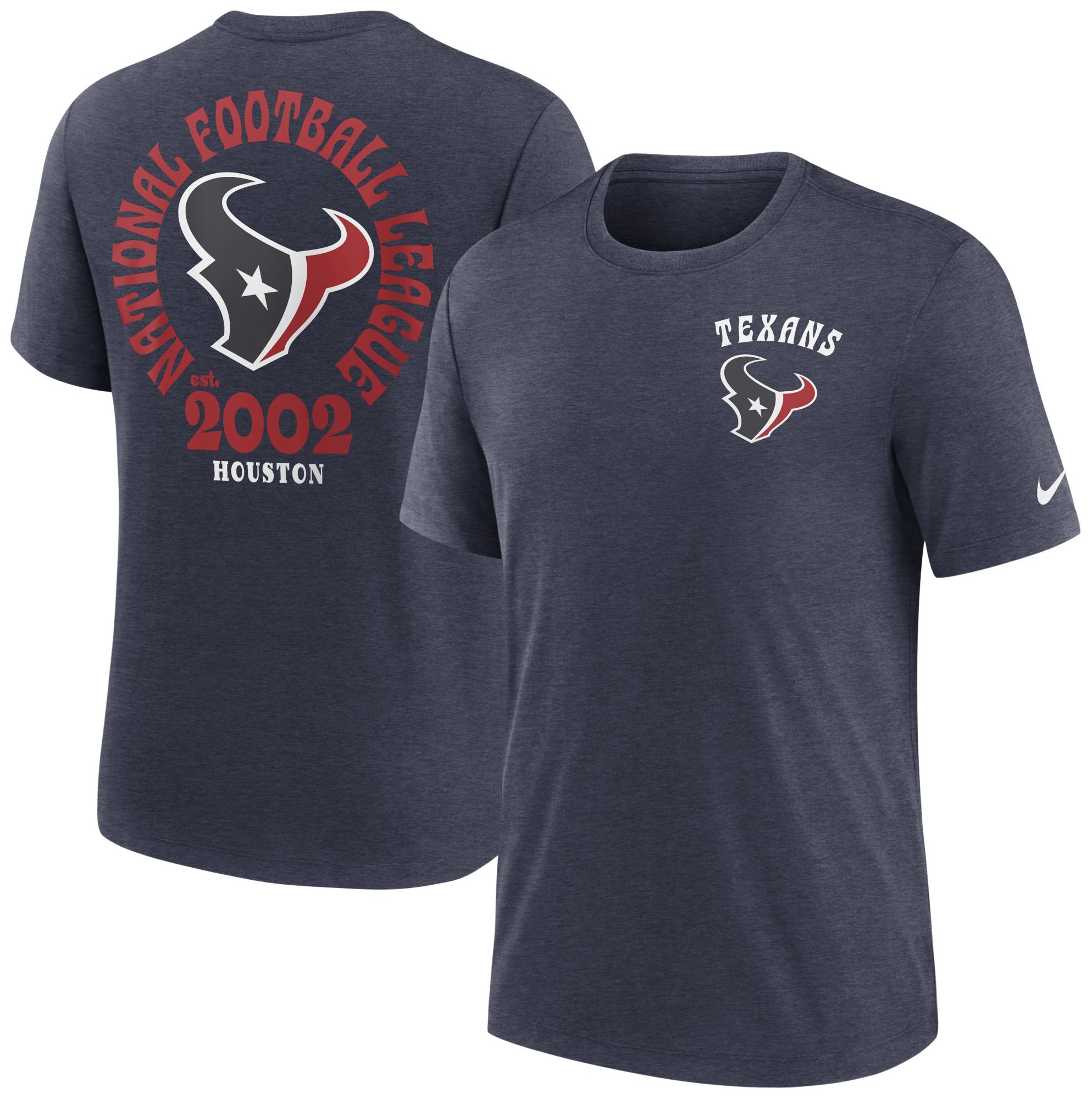 Nike Men's Houston Texans Rewind Tri-Blend Navy Heather T-Shirt product image