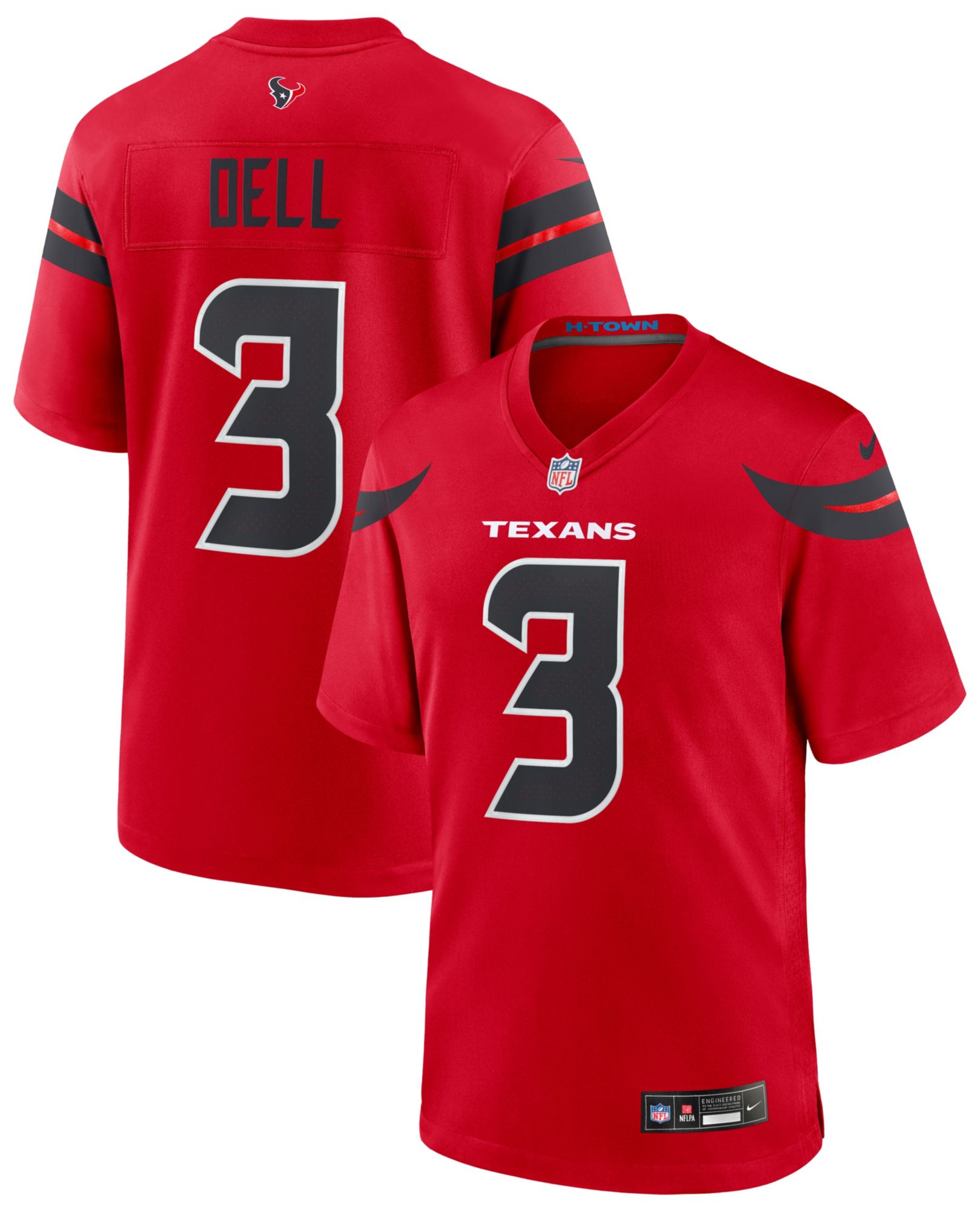 Nike Men's Houston Texans Tank Dell #3 Alternate Red Game Jersey product image