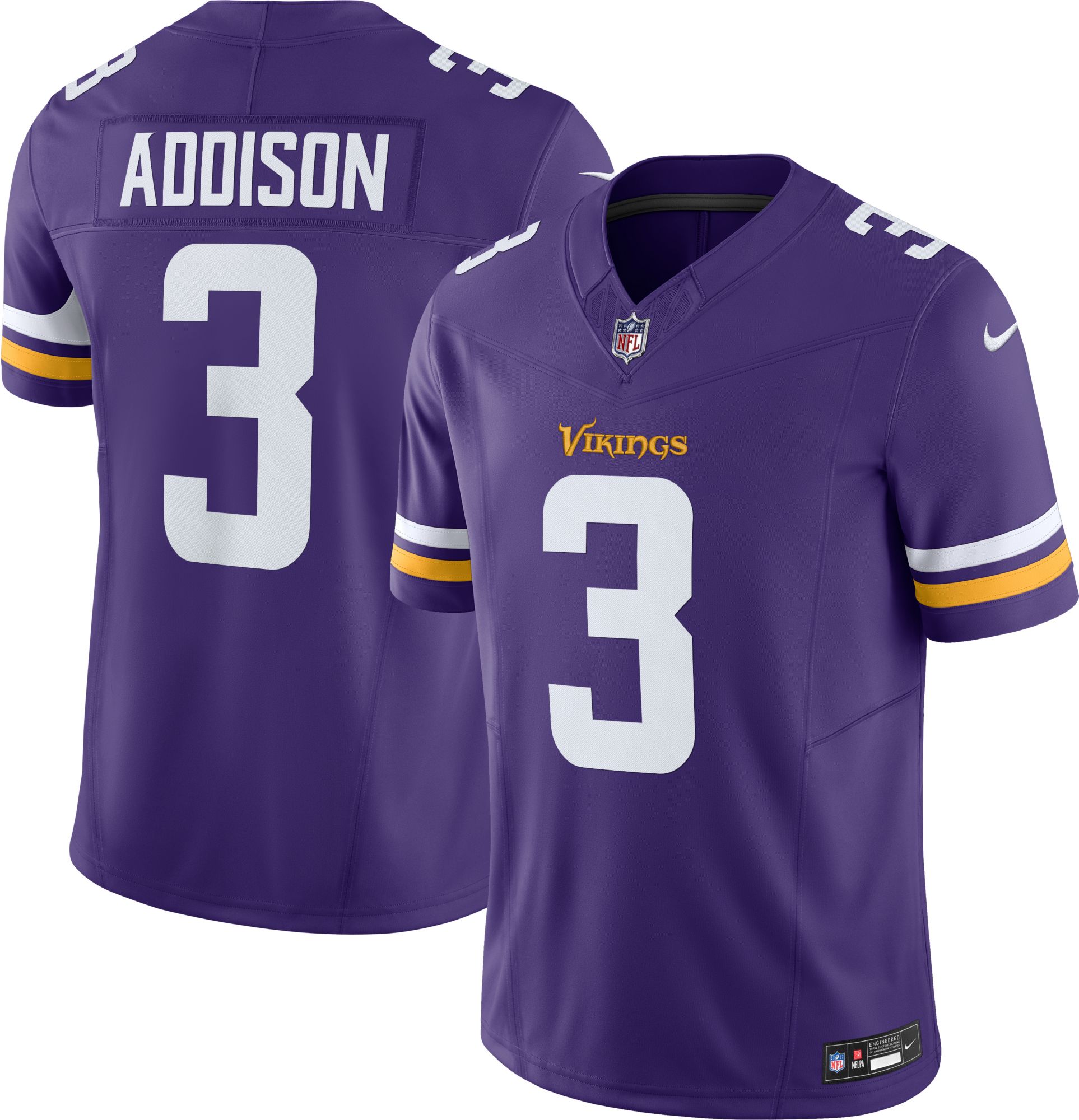 Nike Men's Minnesota Vikings Jordan Addison #3 Vapor F.U.S.E. Purple Limited Jersey product image