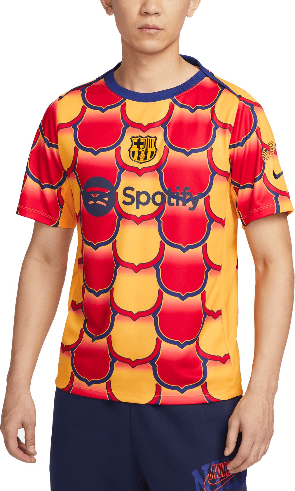 Nike Adult FC Barcelona 2023-2024 Lunar New Year Gold Prematch Jersey