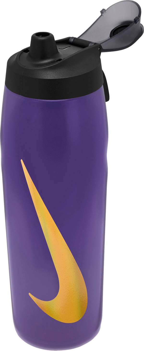 Nike Refuel 32 oz. Water Bottle with Locking Lid, Actiongrape/Blk/Met Gold