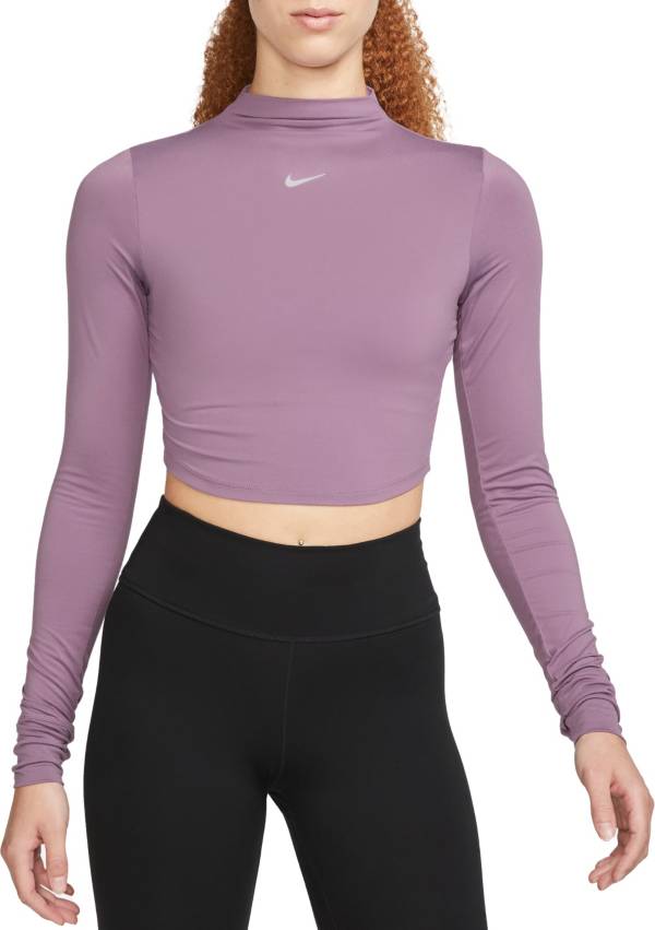 UNDER ARMOUR Womens Purple Logo Graphic Long Sleeve Crop Top Sweater Size:  XL 