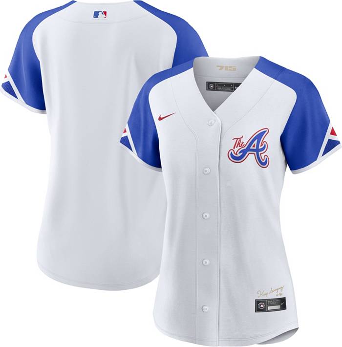 Men's Stitches Royal/Red Atlanta Braves Cooperstown Collection V-Neck Team Color Jersey