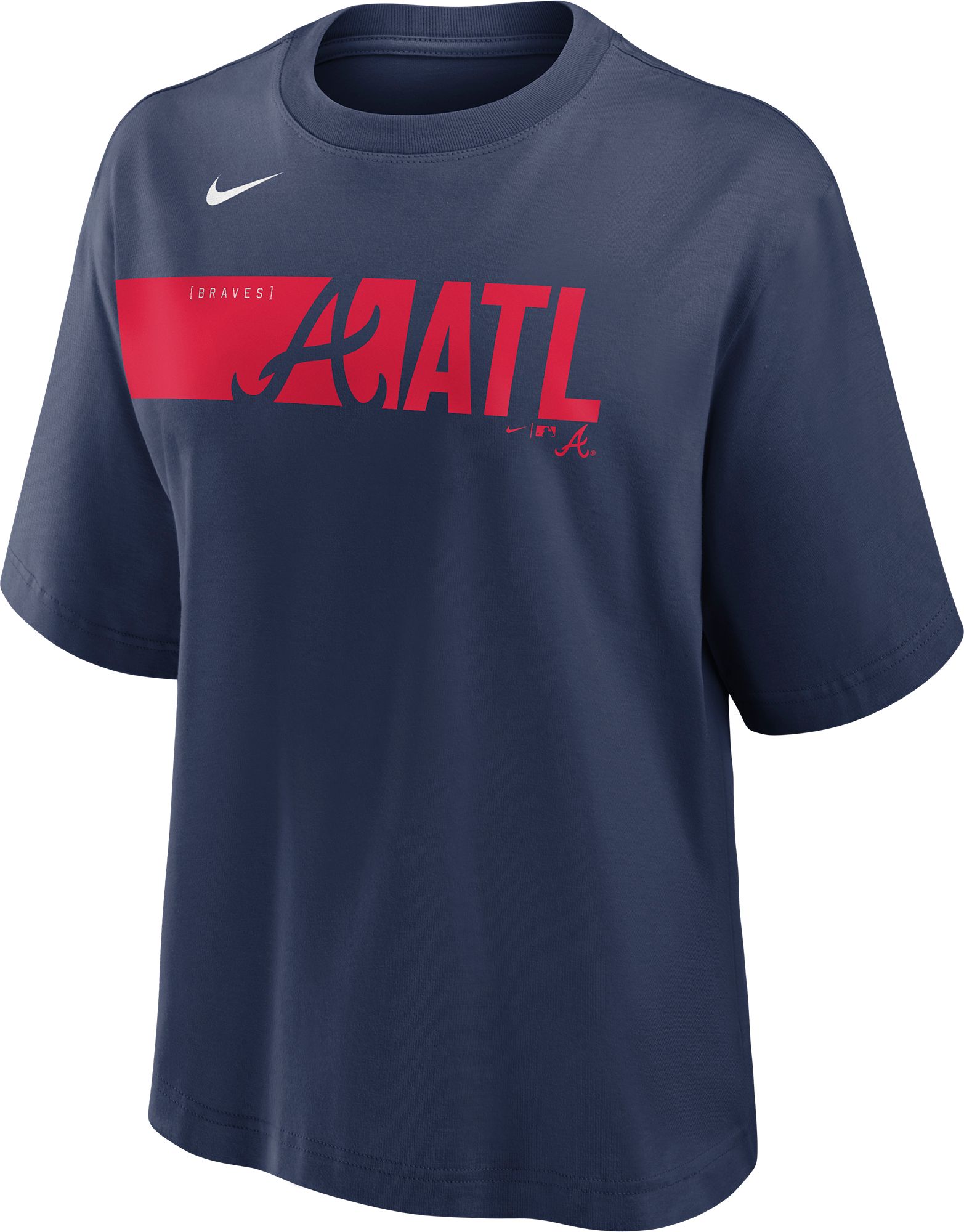 Nike Women's Atlanta Braves Navy Knock Boxy T-Shirt