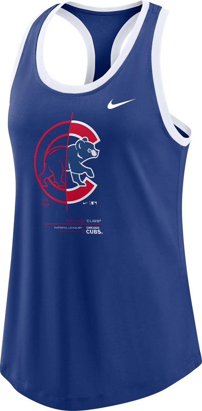 Women's Nike Royal Chicago Cubs Logo Fade High Neck Performance Tank Top