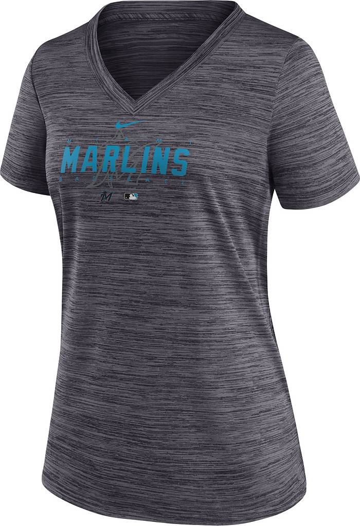 Nike Women's Miami Marlins Black Authentic Collection Velocity Practice T- Shirt