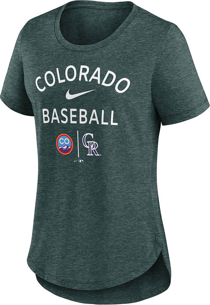 Women's Colorado Rockies New Era Purple Team Stripe T-Shirt
