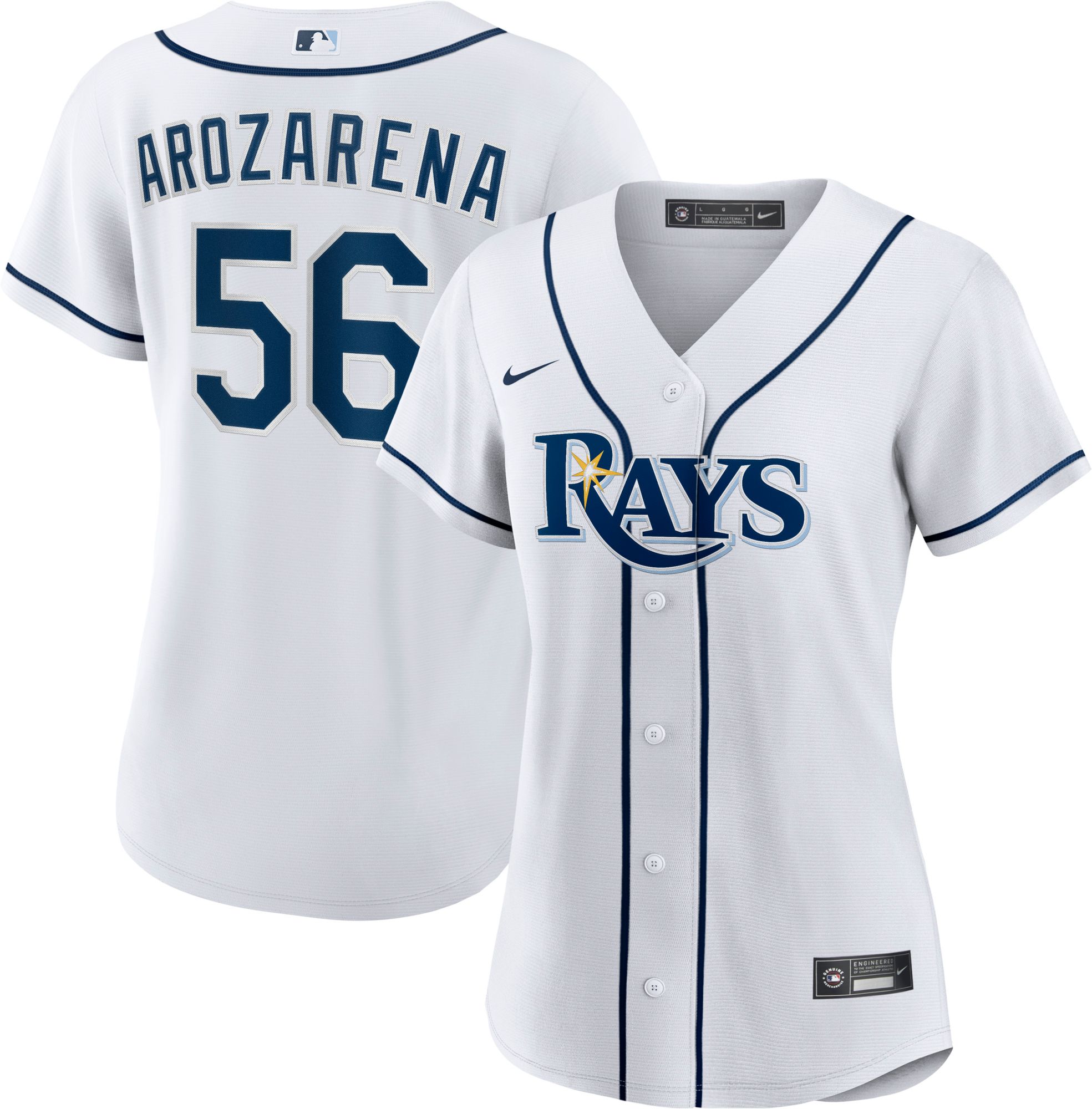 Nike Women's Tampa Bay Rays Randy Arozarena 56 White Cool Base Jersey Big Apple Buddy