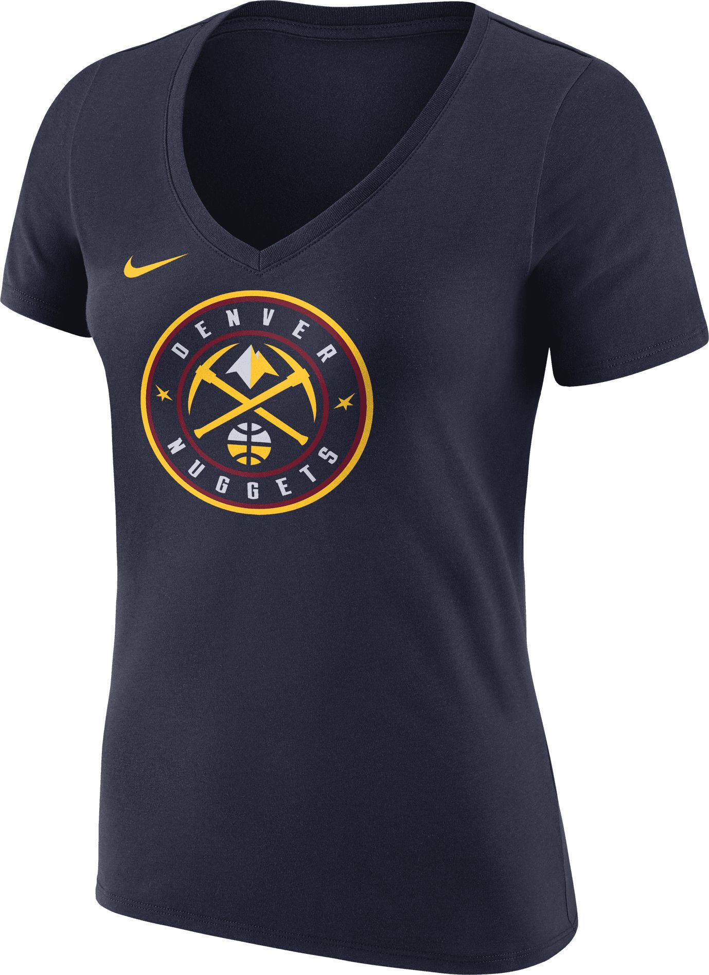 Nike Women's Denver Nuggets Navy Logo VNeck TShirt International Shipping