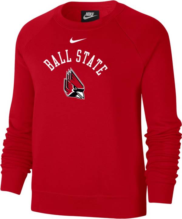 Nike Women's Ball State Cardinals Cardinal Varsity Arch Logo Crew Neck ...