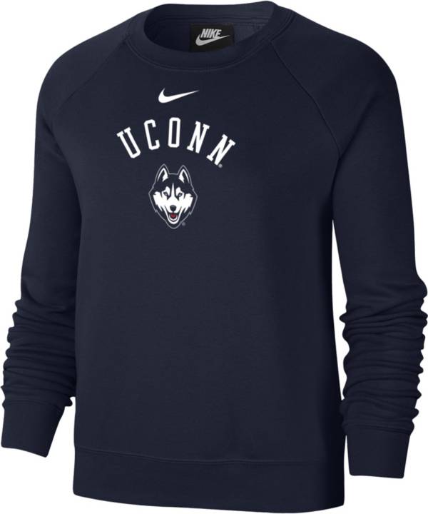 Nike Women's UConn Huskies Blue Varsity Arch Logo Crew Neck Sweatshirt