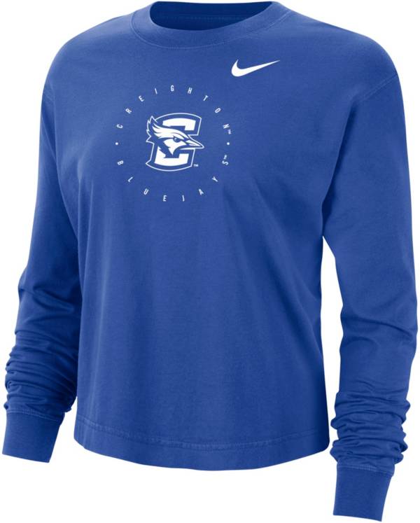 Nike Men's Creighton Bluejays Blue Boxy Long Sleeve Cropped T-Shirt ...