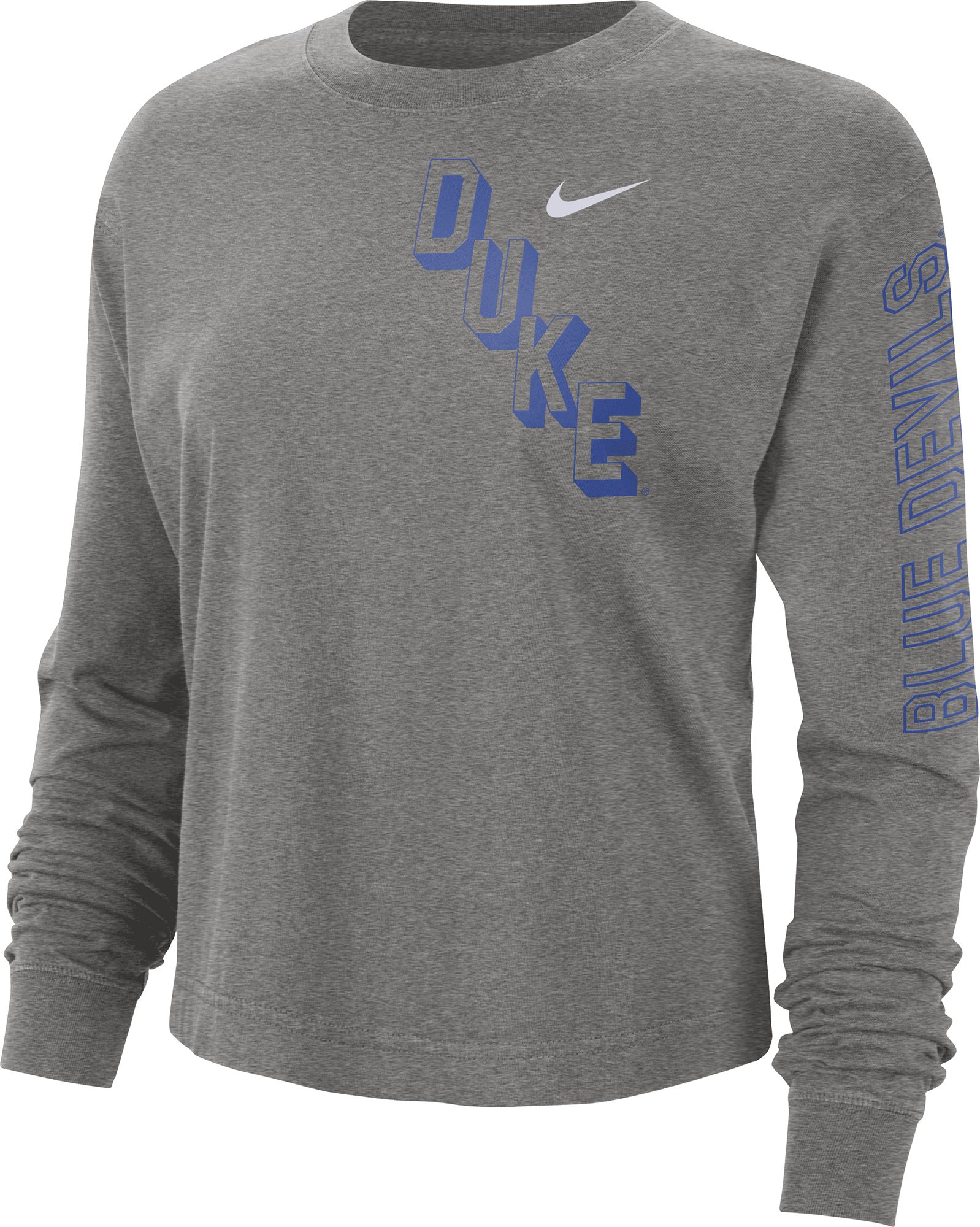 Nike Women's Duke Blue Devils Grey Heritage Boxy Long Sleeve T-Shirt