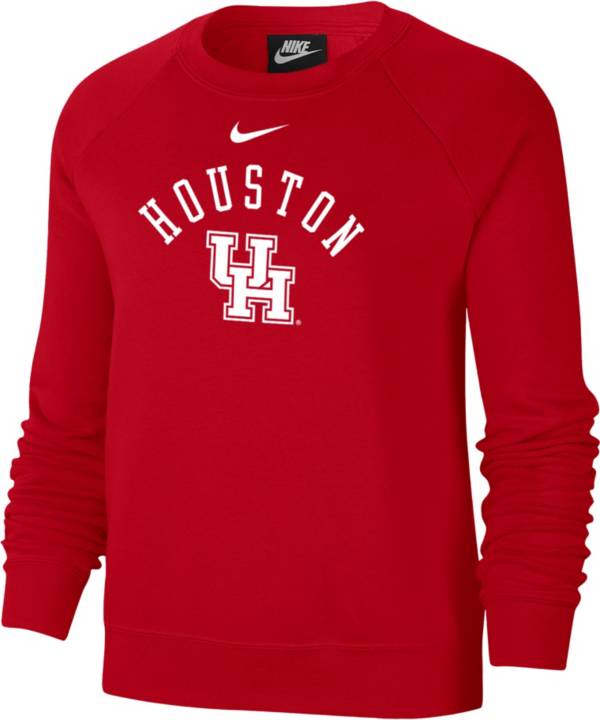 Nike Women's Houston Cougars Red Varsity Arch Logo Crew Neck Sweatshirt ...