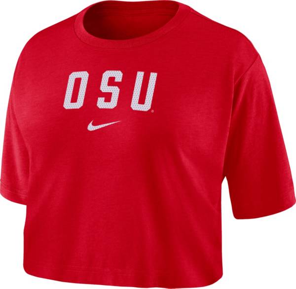 Nike Women's Ohio State Buckeyes Scarlet Dri-FIT Logo Cropped T-Shirt product image