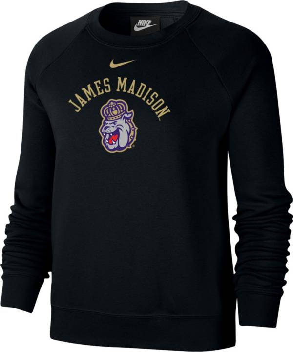 Nike Women's James Madison Dukes Black Varsity Arch Logo Crew Neck ...