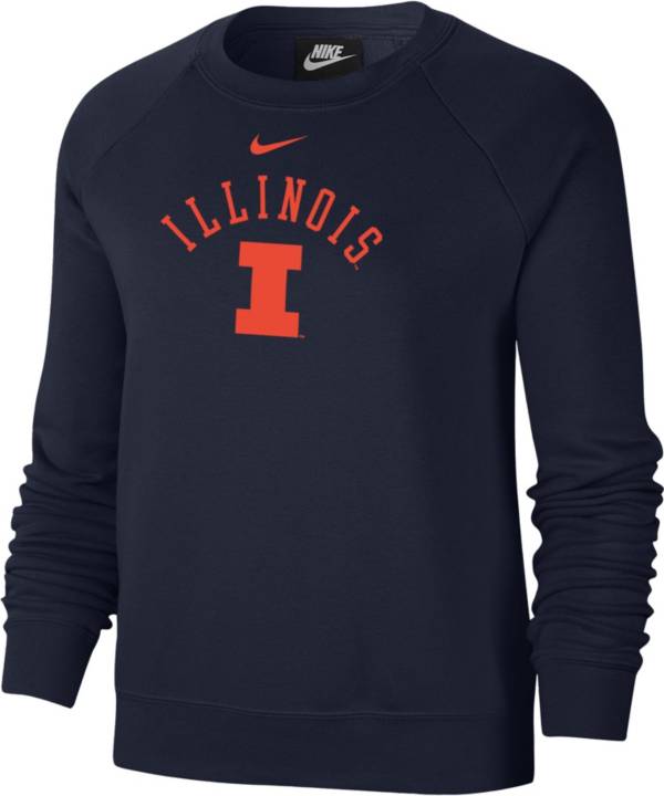 Nike Women's Illinois Fighting Illini Blue Varsity Arch Logo Crew Neck ...