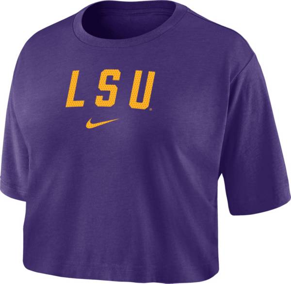 Nike Women's LSU Tigers Purple Dri-FIT Logo Cropped T-Shirt product image
