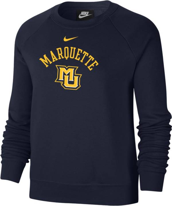 Men's Colosseum Navy Marquette Golden Eagles Arch & Logo Crew Neck