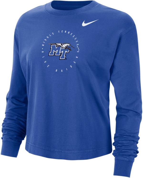 Nike Men's Middle Tennessee State Blue Raiders Blue Boxy Long Sleeve Cropped T-Shirt, XL