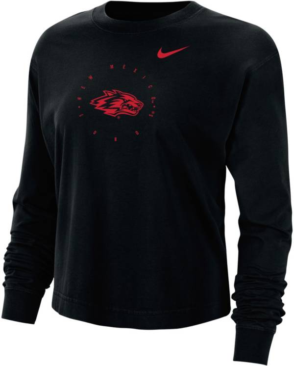 Nike Men's New Mexico Lobos Black Boxy Long Sleeve Cropped T-Shirt