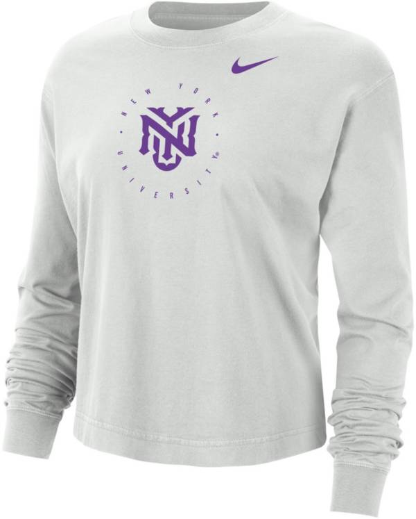 Nike Men's NYU Violets Grey Boxy Long Sleeve Cropped T-Shirt | Dick's ...