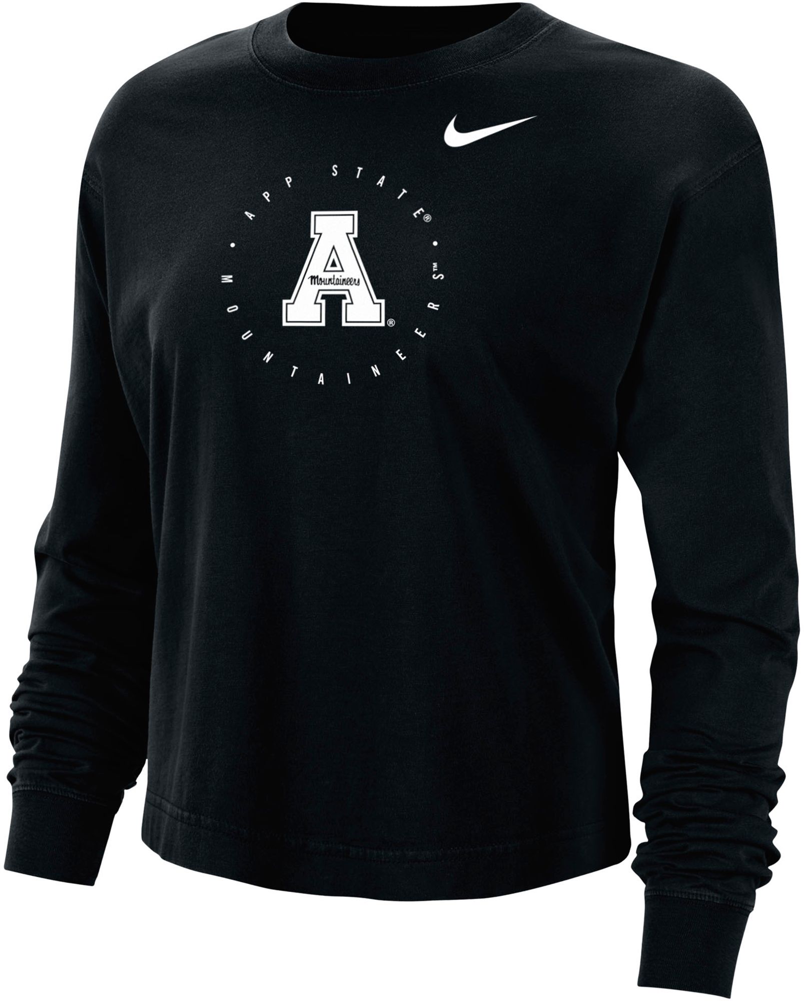 Nike Women's Appalachian State Mountaineers Black Boxy Cropped Long Sleeve T-Shirt