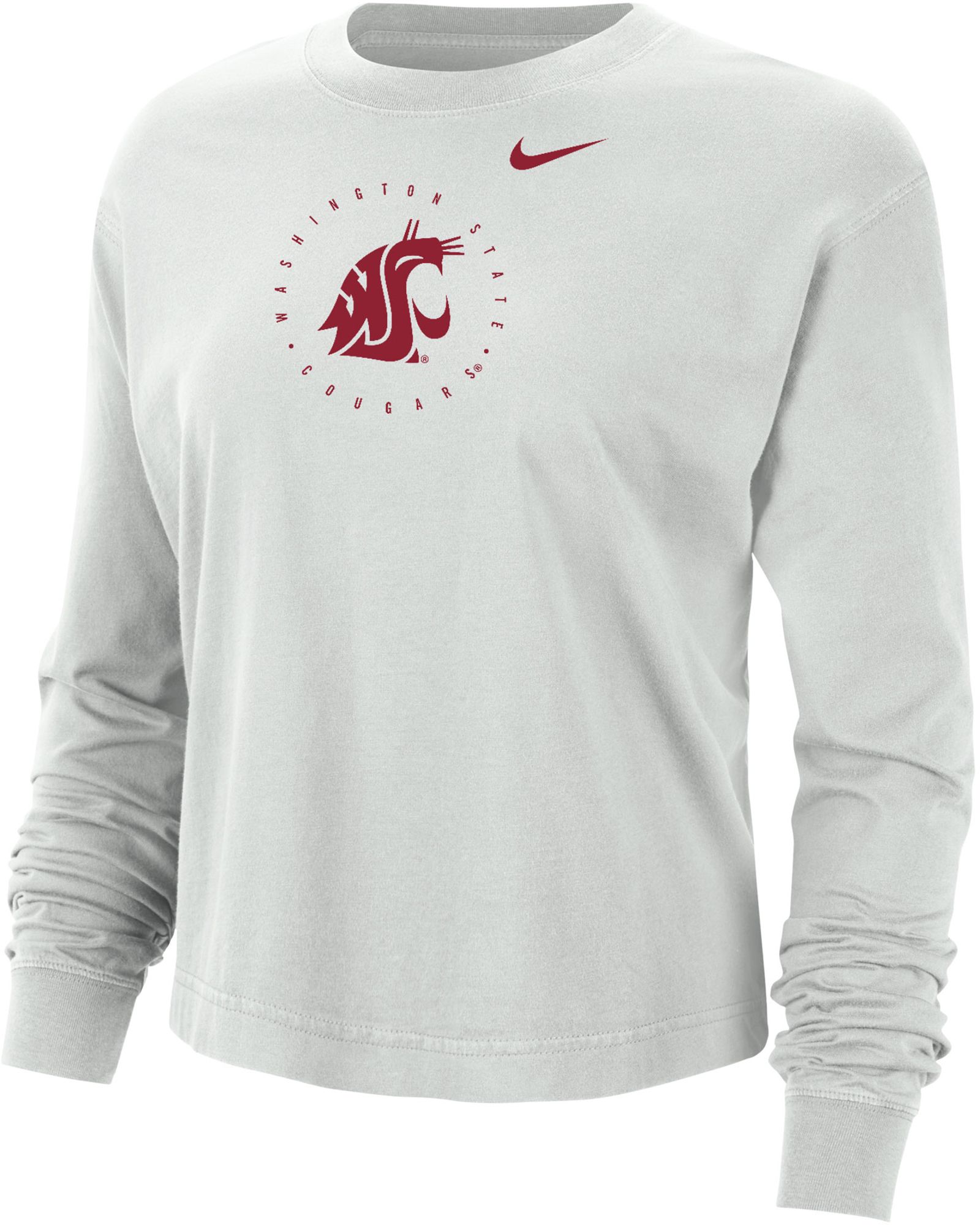 Nike Women's Washington State Cougars Grey Boxy Cropped Long Sleeve T-Shirt