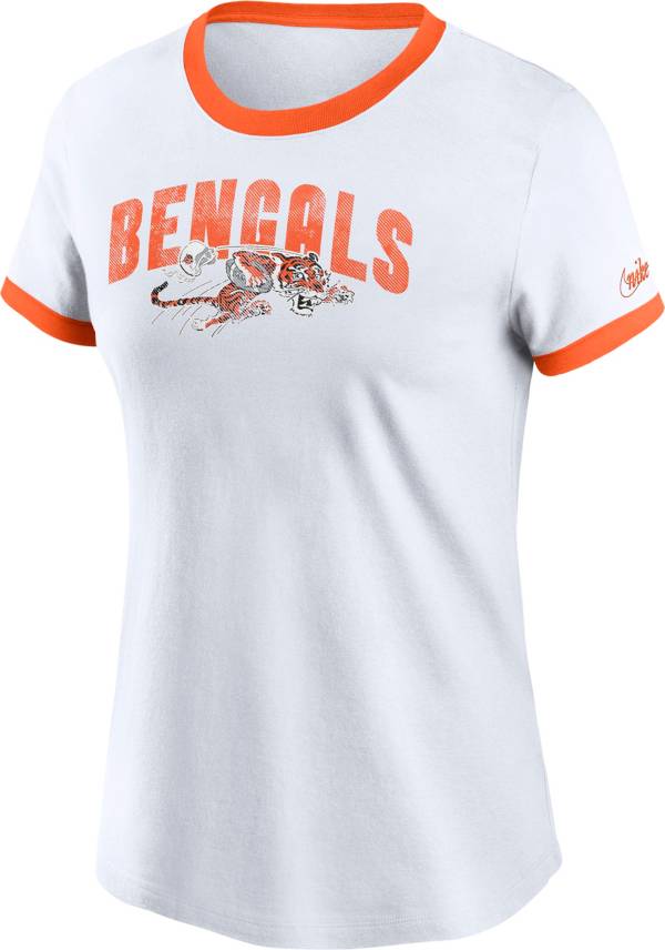 Nike Women's Cincinnati Bengals Rewind Team Stacked White T-Shirt