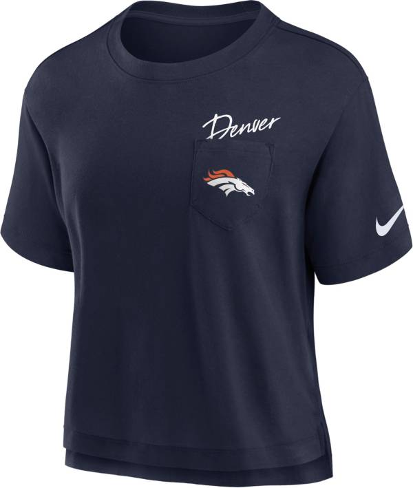 New Era Women's Denver Broncos Twist Front Navy T-Shirt