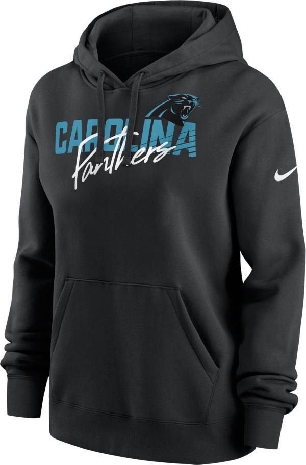 New Era Women's Carolina Panthers Bright Blue Raw Edge Cropped Hoodie