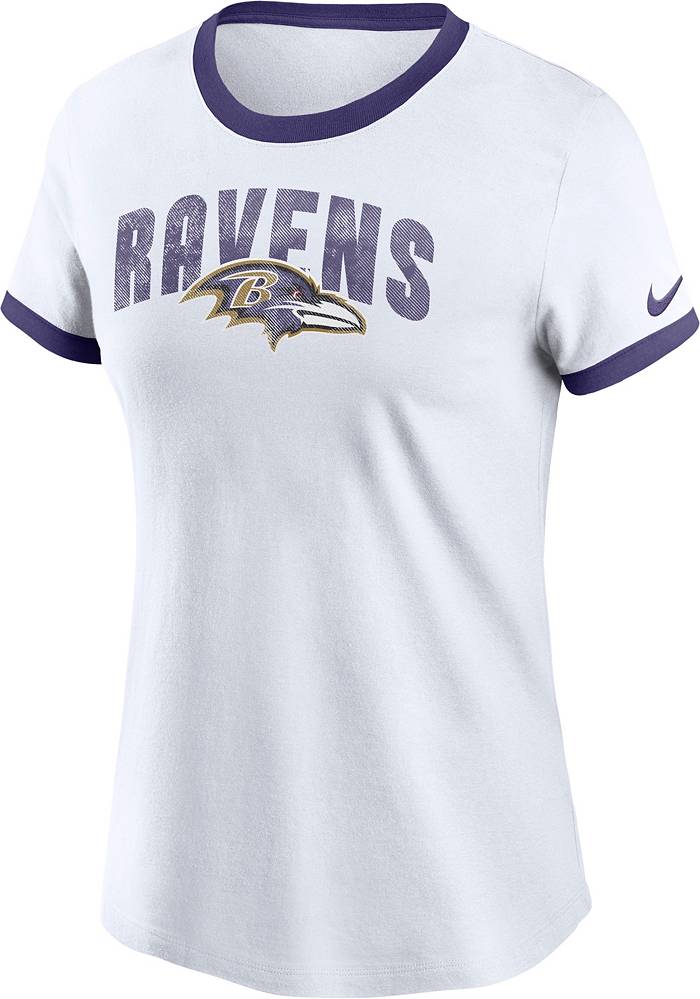 Nike Women's Baltimore Ravens Rewind Team Stacked White T-Shirt