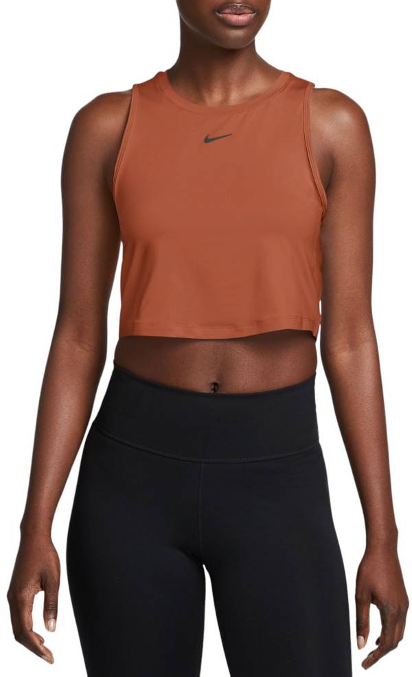 Nike Training Dri-FIT One Luxe Icon Clash all over print tank top in khaki