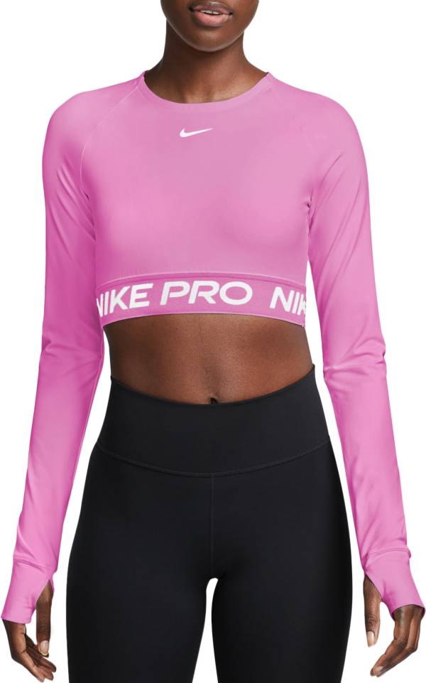 Nike Pro Training Femme Dri-Fit long sleeve crop top in black