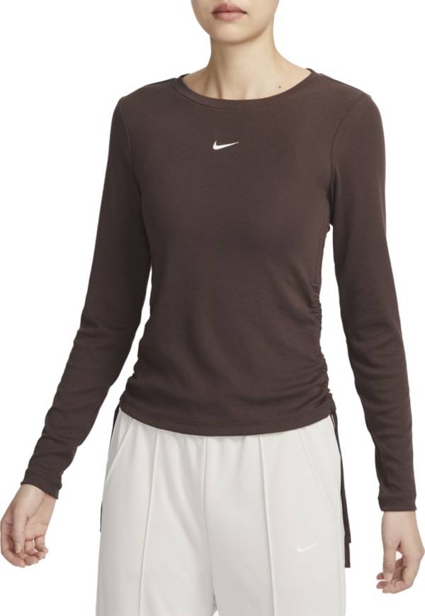 Nike Womens Sportswear Essentials Ribbed Cropped Tank Brown XL