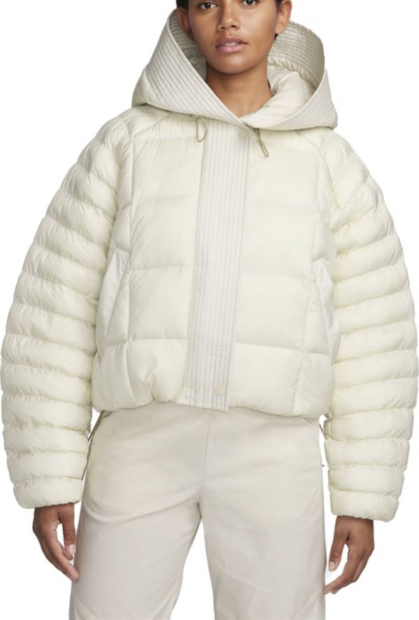 Nike Jacket Womens Large White Down Puffer Swoosh Coat – Proper