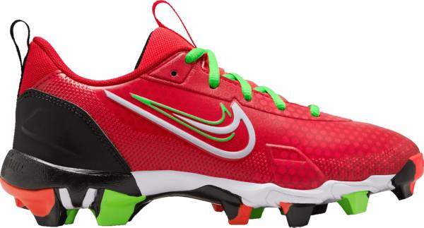 Red and white 2024 youth baseball cleats