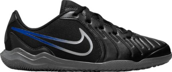 Nike black and blue indoor soccer shoes best sale