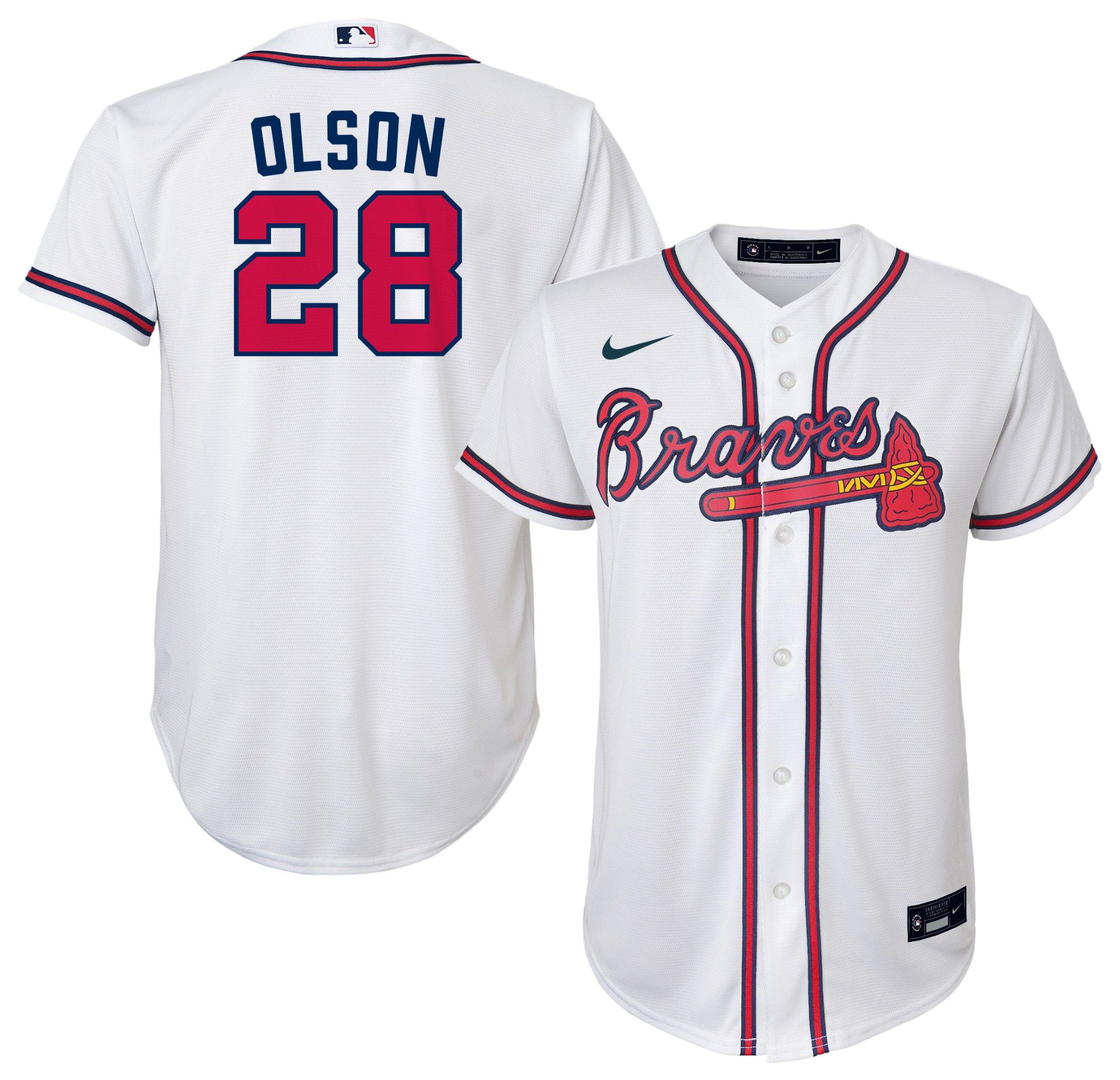 Nike Youth Atlanta Braves Matt Olson #28 White Home Cool Base Jersey product image