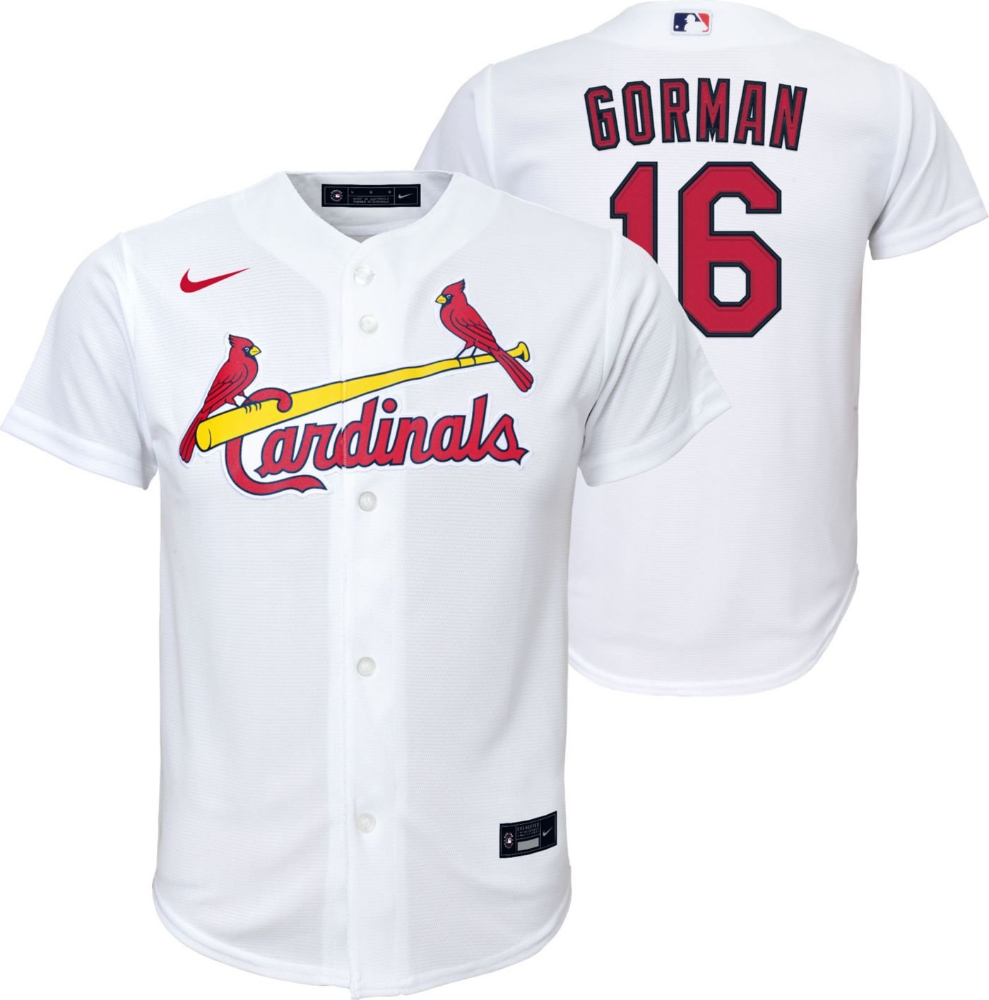 Nike Youth St. Louis Cardinals Nolan Gorman 16 White Cool Base Home Jersey Dick s Sporting Goods