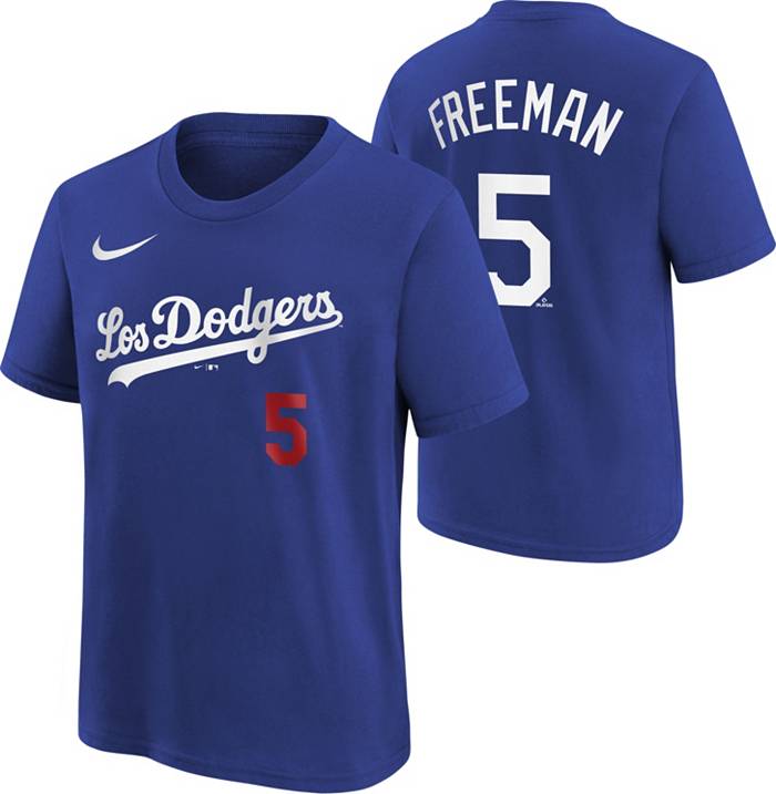 MLB Team Apparel Youth Los Angeles Dodgers Freddie Freeman #5 White Cool  Base Jersey