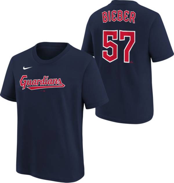 Nike Youth Cleveland Guardians Shane Bieber #57 Navy Home T-Shirt product image