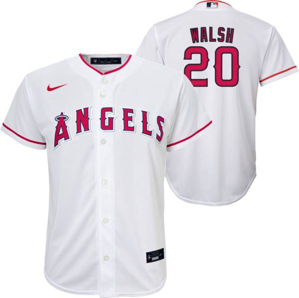 Nike Youth Los Angeles Angels Jared Walsh #20 White Cool Base Home