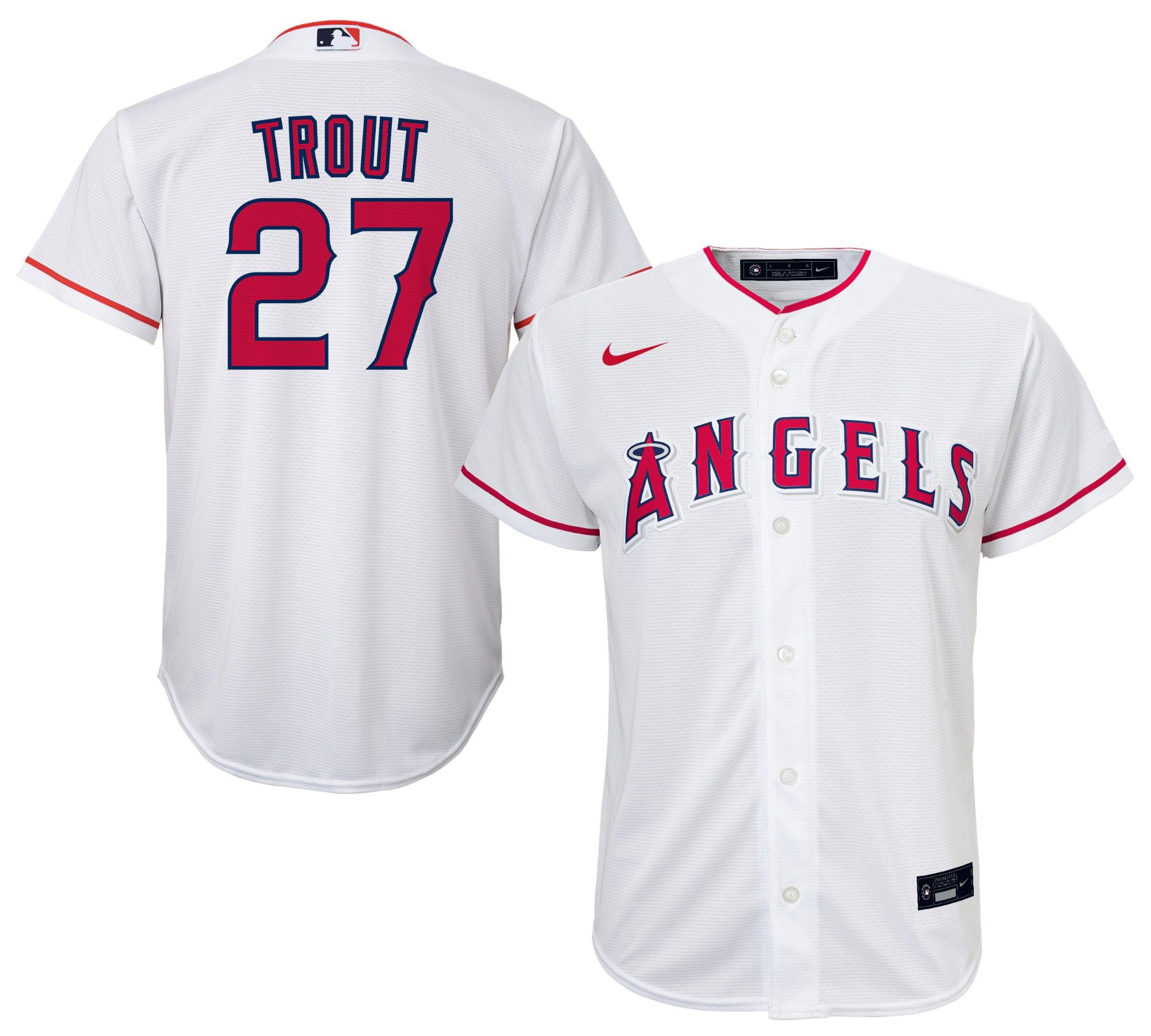 Nike Youth Los Angeles Angels Mike Trout #27 White Home Cool Base Jersey product image