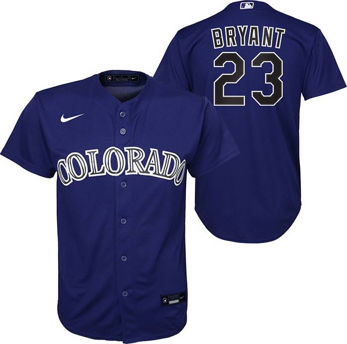 Nike Youth Colorado Rockies Kris Bryant #23 Purple Cool Base Alternate  Jersey