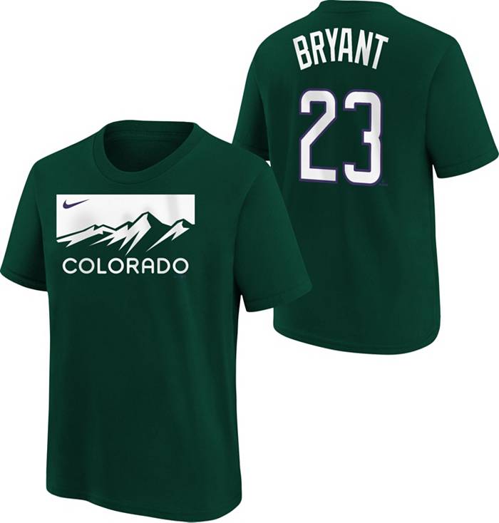 Nike Youth Colorado Rockies City Connect Kris Bryant #23 Green OTC