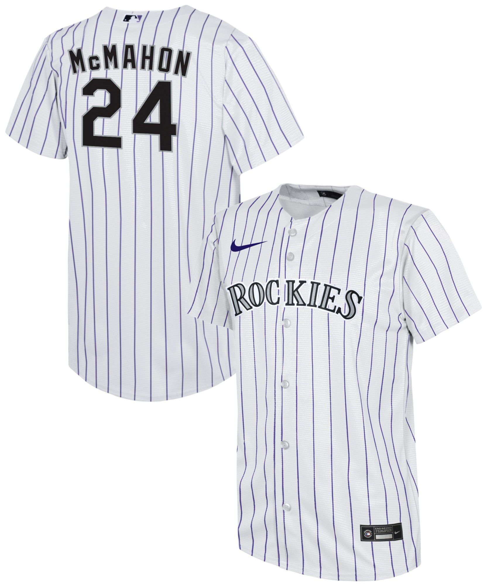 Nike Youth Colorado Rockies Ryan McMahon #24 White  Home Cool Base Jersey product image