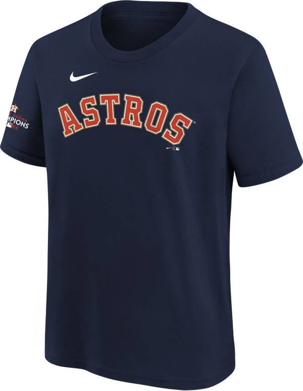 Nike Youth Houston Astros 2023 Gold Program Navy Wordmark T-Shirt